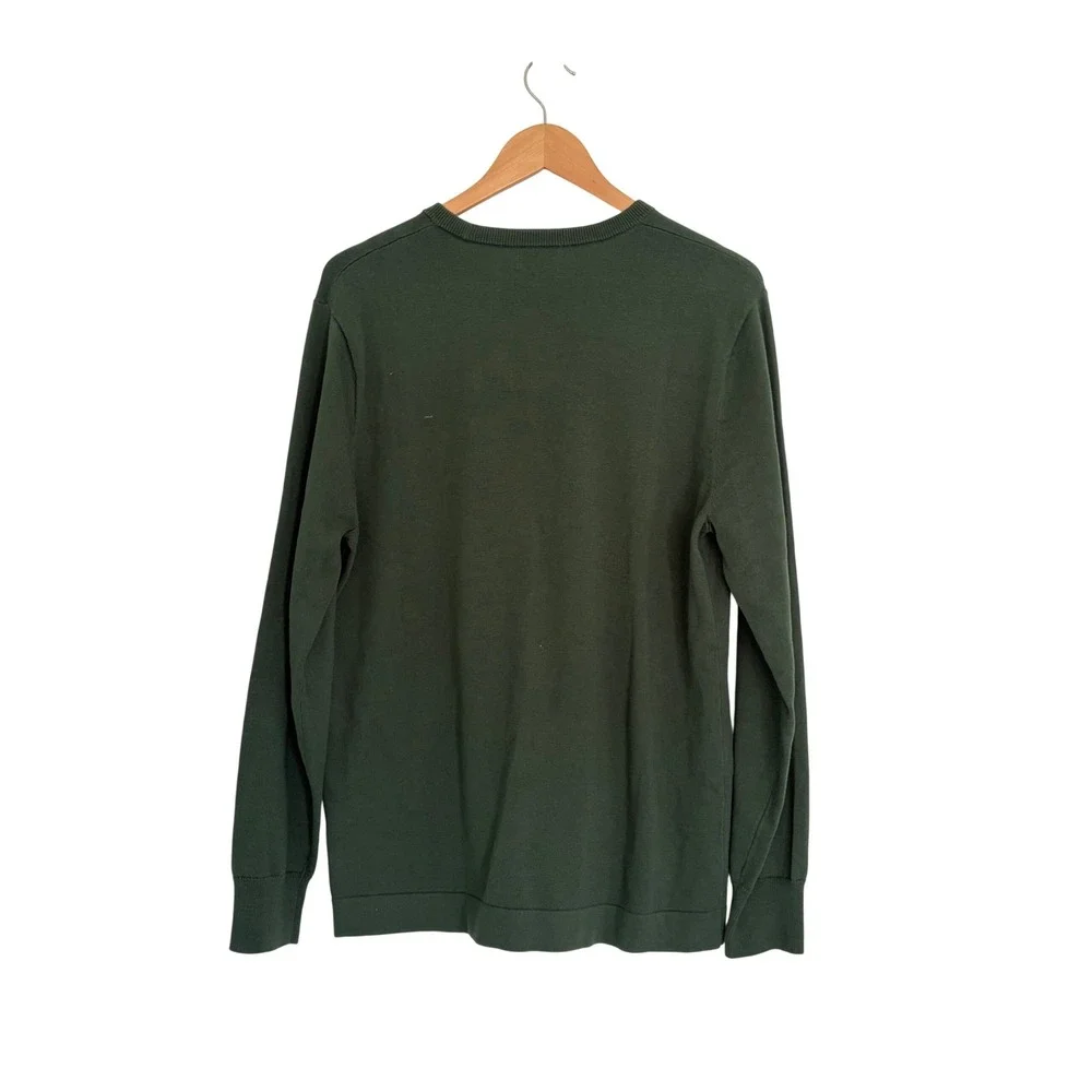 J. Crew Cotton Crewneck Sweater Tee Hunter Green Knit M